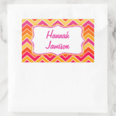 女の子の明るい名前ピンクのオレンジ色のidラベルシール 長方形シール (バッグ)