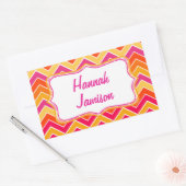 女の子の明るい名前ピンクのオレンジ色のidラベルシール 長方形シール (封筒)