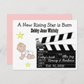 女の子の映画俳優のベビーの発表 案内状 (正面/裏面)