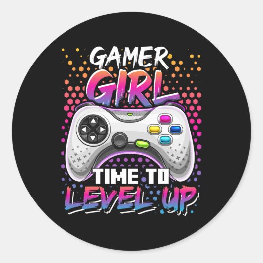 女の子の時間レベルアップビデオゲーム誕生日ギフトギアー ラウンドシール (正面)