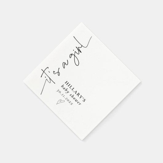 女の子の書道エレガントの赤ちゃんシャワー スタンダードカクテルナプキン (角)