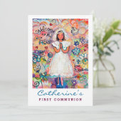 女の子の最初のコミュニティのカスタマイズ可能な招待状 招待状 (スタンド正面)