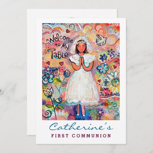 女の子の最初のコミュニティのカスタマイズ可能な招待状 招待状 (正面/裏面)