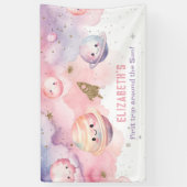 女の子の最初の旅のまわりに太陽の惑星の誕生日 横断幕 (縦)