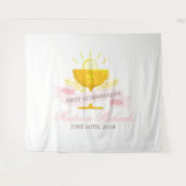 女の子の最初の聖体拝領パーソナライズ タペストリー (正面(横))