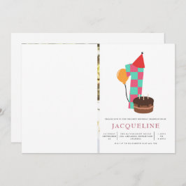 女の子の最初の誕生日の写真 招待状