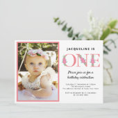 女の子の最初の誕生日の写真 招待状 (スタンド正面)