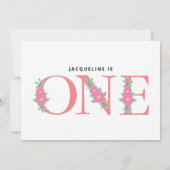 女の子の最初の誕生日の写真 招待状 (裏面)