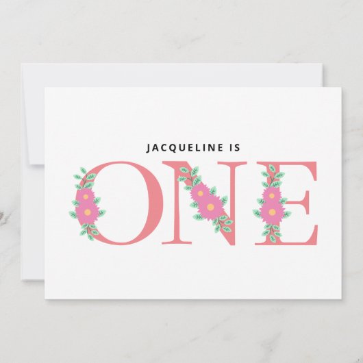 女の子の最初の誕生日の写真 招待状 (裏面)