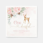 女の子の最初の誕生日の冬1鹿の誕生日 スタンダードカクテルナプキン (正面)