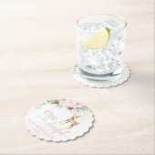 女の子の最初の誕生日の冬1鹿の誕生日 ペーパーコースター (インサイチュ)