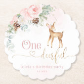 女の子の最初の誕生日の冬1鹿の誕生日 ペーパーコースター (正面)