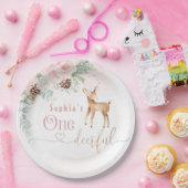 女の子の最初の誕生日の冬1鹿の誕生日 ペーパープレート (パーティー)