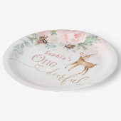 女の子の最初の誕生日の冬1鹿の誕生日 ペーパープレート (アングル)