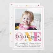 女の子の最初の誕生日の招待 招待状 (正面/裏面)