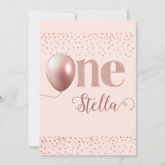 女の子の最初の誕生日マイルストーン発表カード 招待状 (裏面)