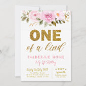 女の子の最初の誕生日招待状、グリッター1は、onderful 招待状 (正面)