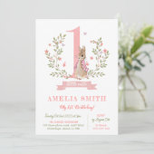 女の子の最初の誕生日招待状、ピーターうさぎ女の子 招待状 (スタンド正面)