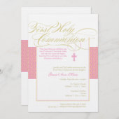 女の子の最初聖餐の招待状-ピンク5 x 7 招待状 (正面/裏面)