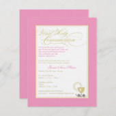 女の子の最初聖餐の招待状-ピンク 招待状 (正面/裏面)
