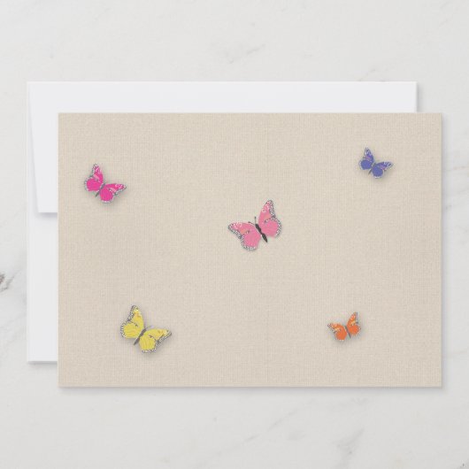 女の子の最初蝶庭1誕生日の招待 招待状 (裏面)