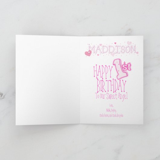 女の子の最初誕生日 カード (内部)