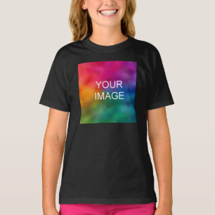女の子の服を追加イメージブラックテンプレート女の子の子 Tシャツ