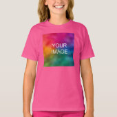 女の子の服を追加イメージwowピンクのテンプレート子供 tシャツ (正面)