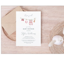 女の子の服シンプル水彩赤ちゃんシャワー