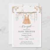 女の子の服 ボヘミアンヌードル ベイビーシャワー 招待状 (正面)