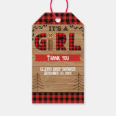 女の子の木の格子状の赤素朴ちゃんシャワーだ ギフトタグ (正面)