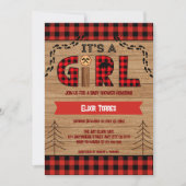 女の子の木の格子状の赤素朴ちゃんシャワーだ 招待状 (正面)