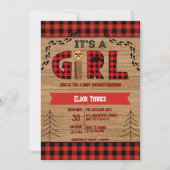 女の子の木の格子状の赤素朴ちゃんシャワーだ 招待状 (正面)