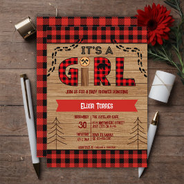 女の子の木の格子状の赤素朴ちゃんシャワーだ 招待状