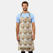 女の子の桃の花のバスケットプリントエプロン エプロン (着用した状態)