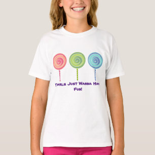 女の子の棒つきキャンデーのTシャツ Tシャツ