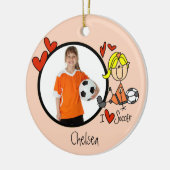 女の子の棒の姿のサッカーの写真のオーナメント セラミックオーナメント (左)