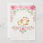 女の子の森のフクロウ ピンクの花のベビーシャワー招待状 招待状 (裏面)