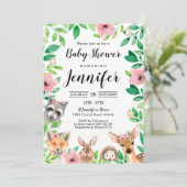 女の子の森のベイビーシャワー招待状 ピンクの森 招待状 (スタンド正面)