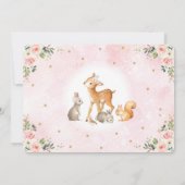 女の子の森のベビーシャワー ブッシュピンク 花の森 招待状 (裏面)