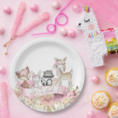 女の子の森の動物ベビーシャワー ペーパープレート (パーティー)