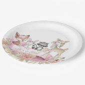 女の子の森の動物ベビーシャワー ペーパープレート (アングル)