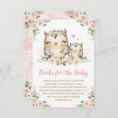 女の子の森の花のフクロウ　赤ちゃんに本を エンクロージャーカード (正面/裏面)