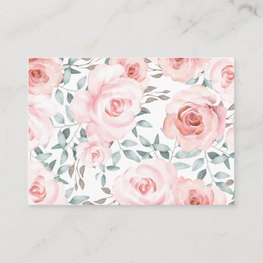 女の子の森林ピンクのバラのベビー動物のおむつのラッフル エンクロージャーカード (裏面)