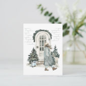 女の子の歩くは、冬の通りで ポストカード (スタンド正面)