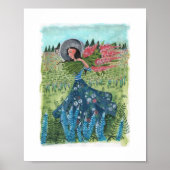 女の子の歩くをフィールド花を介して ポスター (正面)