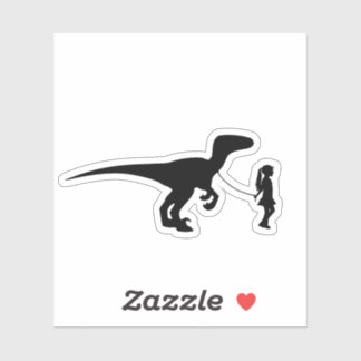 女の子の歩く彼女のペット恐竜おもしろいガギフト シール