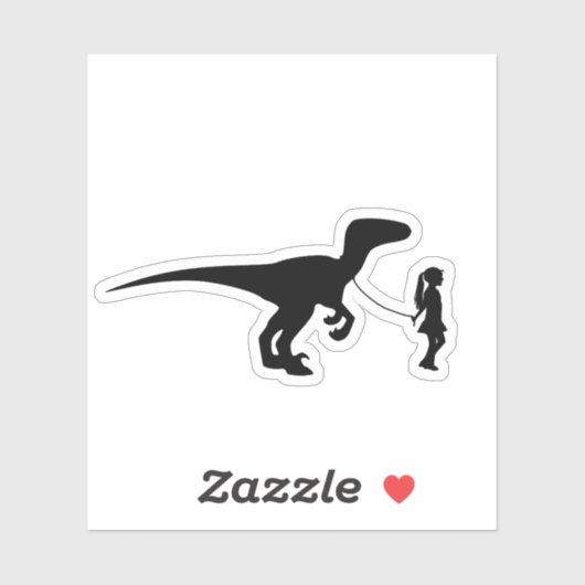 女の子の歩く彼女のペット恐竜おもしろいガギフト シール (シート)