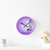 女の子の歩く犬の時計 ラウンド壁時計 (ホーム)