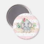 女の子の母 – ベビー象と花 マグネット (正面/裏面)